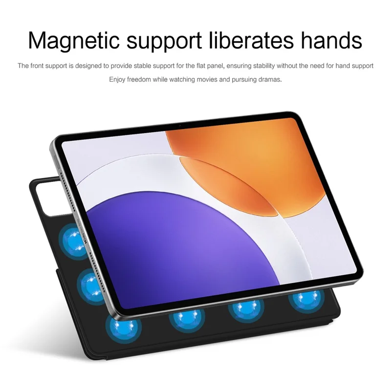 Para Xiaomi Pad 7S Pro 12.5 Capa de Couro em Formato de Origami com Suporte Magnético para Tablet, Liga e Desliga Automaticamente - Preto