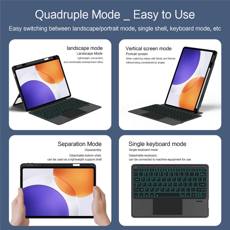Für Xiaomi Pad 7S Pro 12,5 Lederhülle + Bluetooth-kompatibler Tastatur mit Hintergrundbeleuchtung und Trackpad