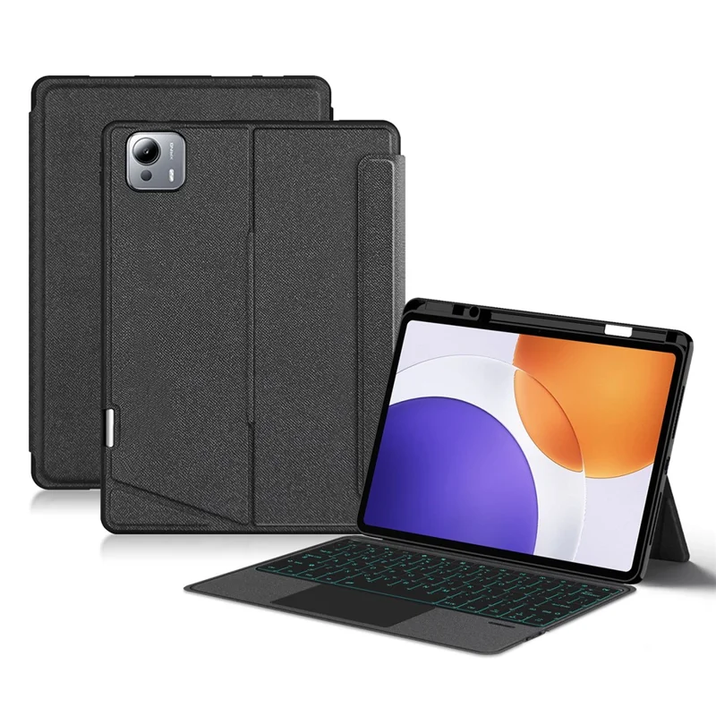 Für Xiaomi Pad 7S Pro 12,5 Lederhülle + Bluetooth-kompatibler Tastatur mit Hintergrundbeleuchtung und Trackpad