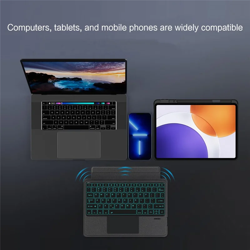 Für Xiaomi Pad 7S Pro 12,5 Lederhülle + Bluetooth-kompatibler Tastatur mit Hintergrundbeleuchtung und Trackpad