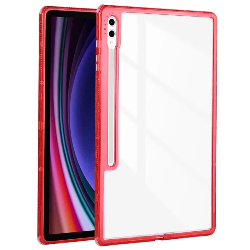 Für Samsung Galaxy Tab S9 Ultra Transparente Hülle 3-in-1 PC + TPU Stoßfeste Tablet-Schutzhülle - Rot