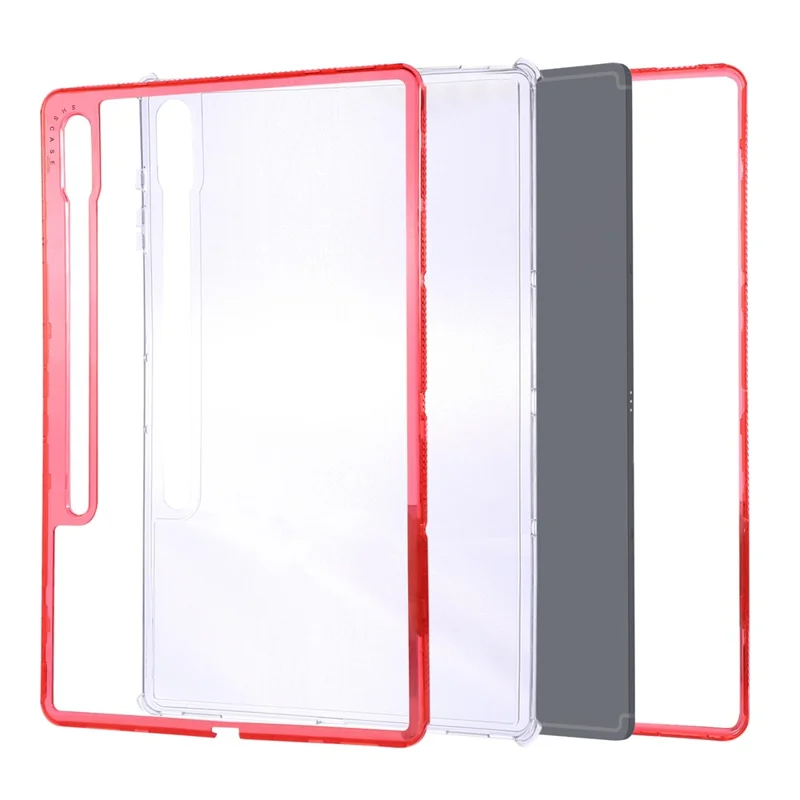 Für Samsung Galaxy Tab S9 Ultra Transparente Hülle 3-in-1 PC + TPU Stoßfeste Tablet-Schutzhülle - Rot