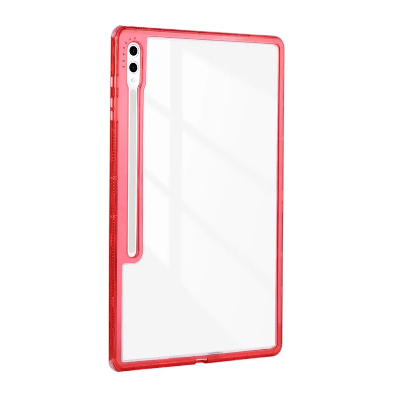 Für Samsung Galaxy Tab S9 Ultra Transparente Hülle 3-in-1 PC + TPU Stoßfeste Tablet-Schutzhülle - Rot