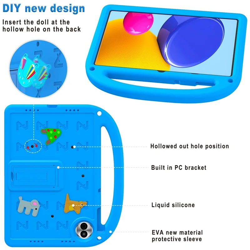 Étui avec support pour For Honor Pad 10 en EVA + PC, housse de protection pour tablette avec bandoulière - Bleu