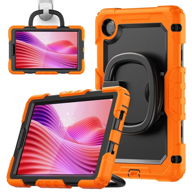 For Lenovo Tab K9 TB305FU Case Ring Kickstand PC + Silicone Shockproof Tablet Cover - Orange