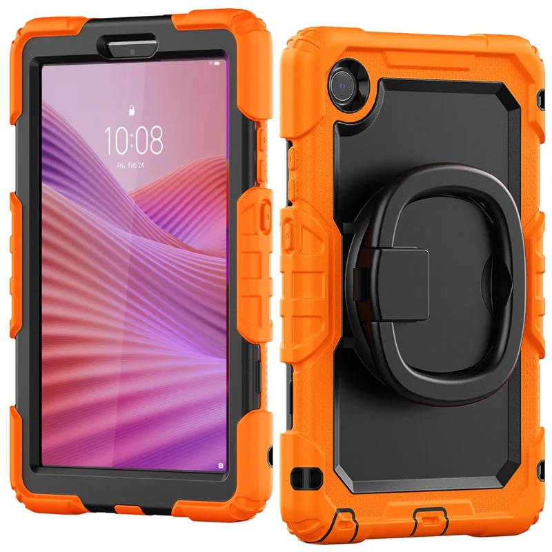For Lenovo Tab K9 TB305FU Case Ring Kickstand PC + Silicone Shockproof Tablet Cover - Orange