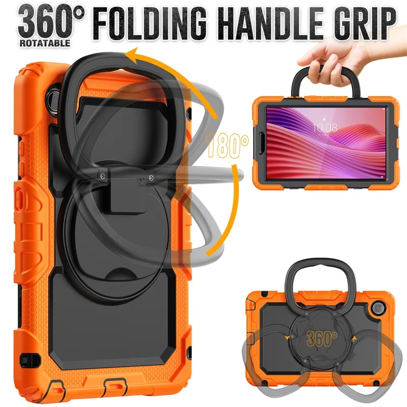 For Lenovo Tab K9 TB305FU Case Ring Kickstand PC + Silicone Shockproof Tablet Cover - Orange