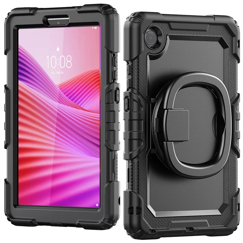 Чехол для Lenovo Tab K9 TB305FU с подставкой, из ПК + силикона, с ремешком - Черный