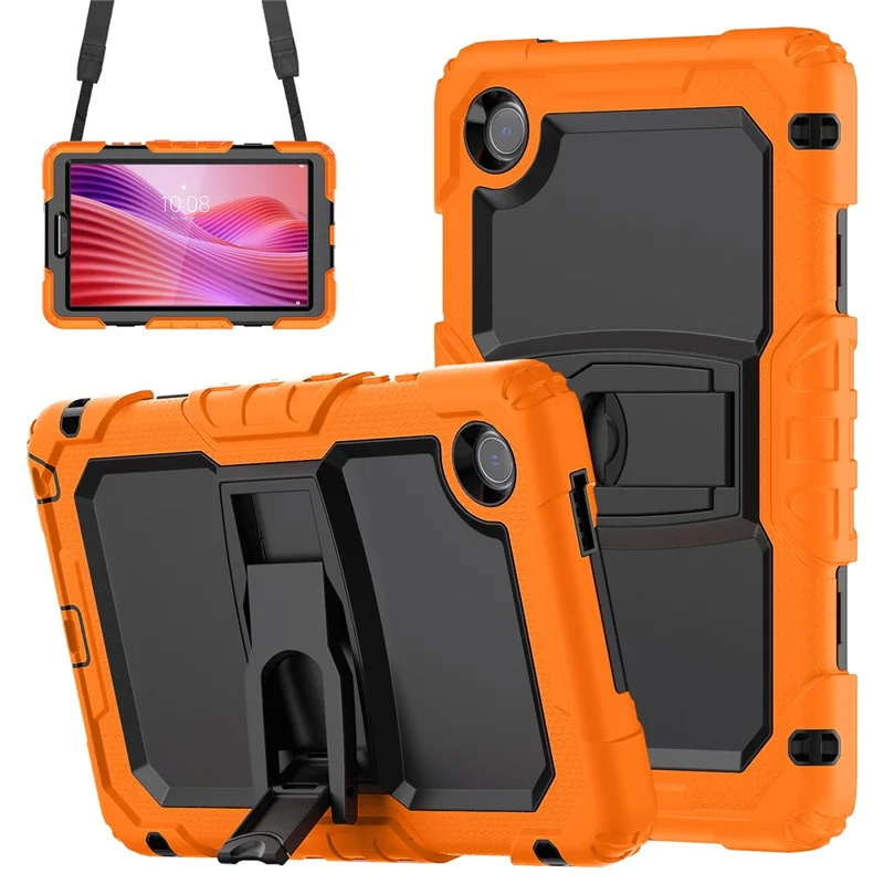 Cover per Lenovo Tab K9 TB305FU con Cinturino a Tracolla e Supporto Pieghevole - PC + Silicone Antiurto - Arancione