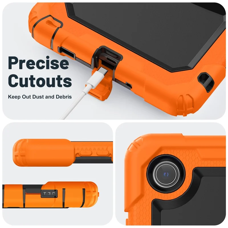 Cover per Lenovo Tab K9 TB305FU con Cinturino a Tracolla e Supporto Pieghevole - PC + Silicone Antiurto - Arancione