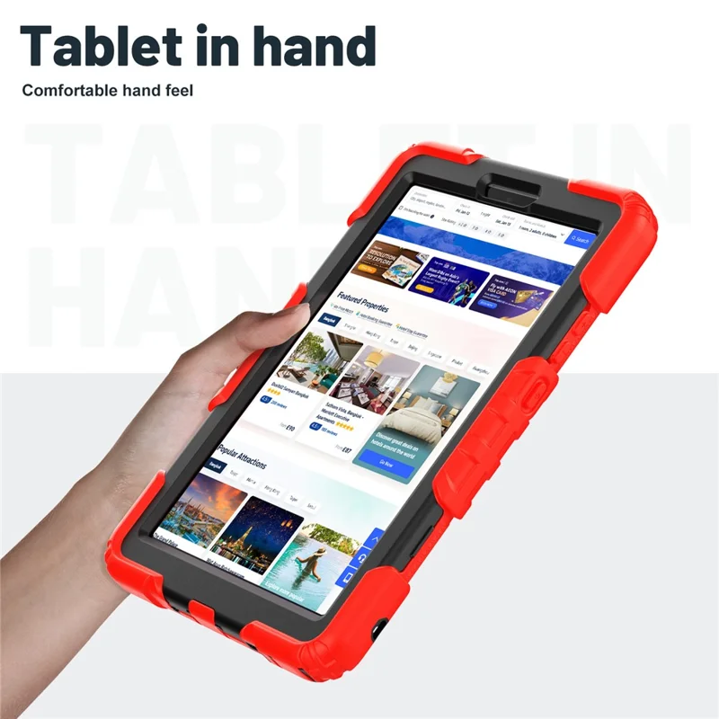 For Lenovo Tab K9 TB305FU Case with Shoulder Strap Kickstand PC + Silicone Shockproof Tablet Cover - Red