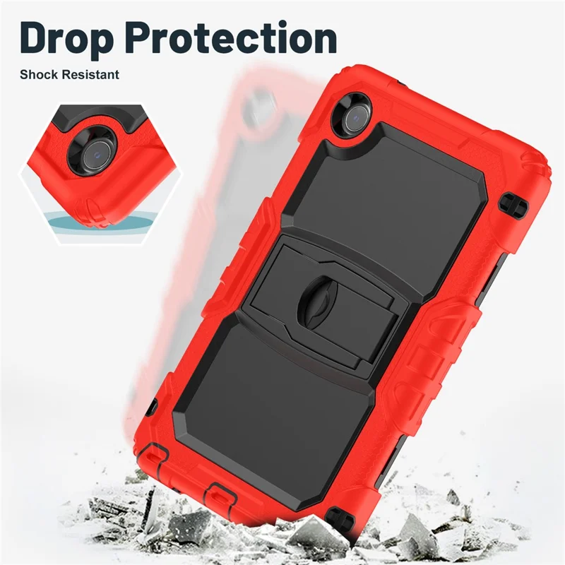 For Lenovo Tab K9 TB305FU Case with Shoulder Strap Kickstand PC + Silicone Shockproof Tablet Cover - Red