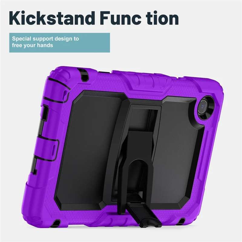 Funda para Lenovo Tab K9 TB305FU con Correa para el Hombro y Soporte Plegable, Carcasa Rígida + Silicona Antigolpes - Morado