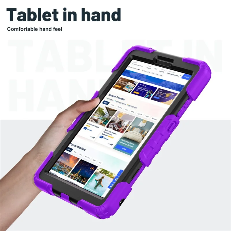 Funda para Lenovo Tab K9 TB305FU con Correa para el Hombro y Soporte Plegable, Carcasa Rígida + Silicona Antigolpes - Morado
