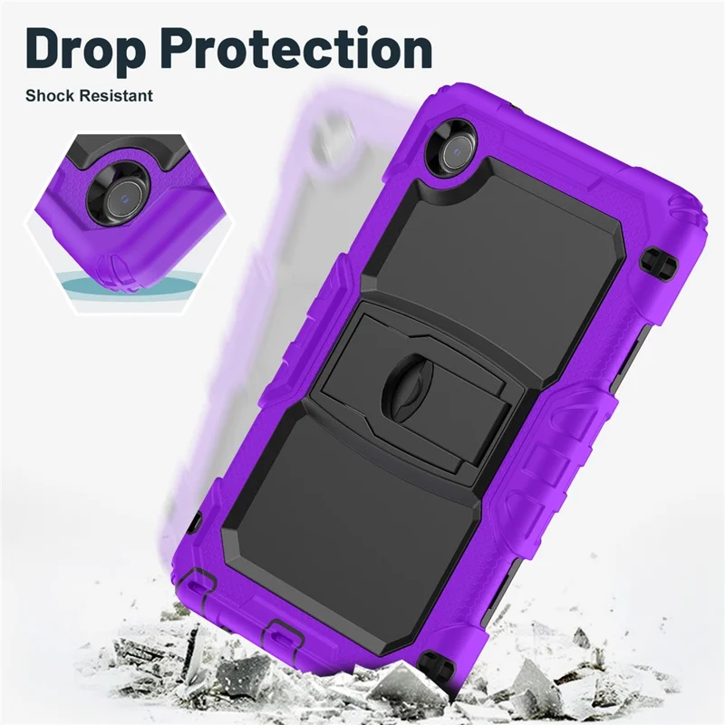 Funda para Lenovo Tab K9 TB305FU con Correa para el Hombro y Soporte Plegable, Carcasa Rígida + Silicona Antigolpes - Morado