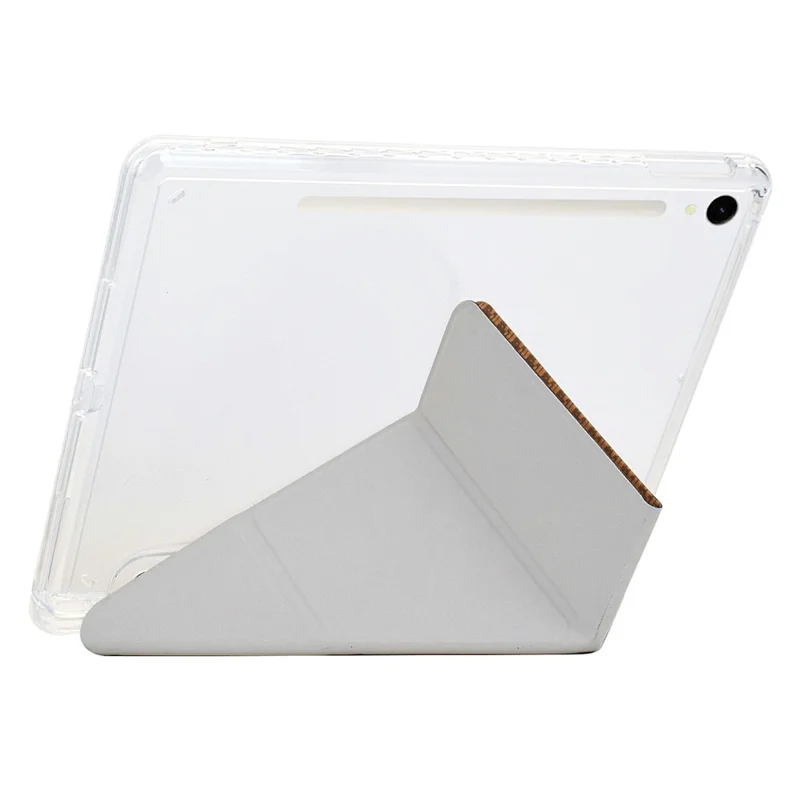 Tablet Case For Samsung Galaxy Tab S10 FE / Tab S9 FE / Tab S9 , Y-Fold Stand Pyramid-patterned Leather + Clear Acrylic Cover with Pencil Holder - Green