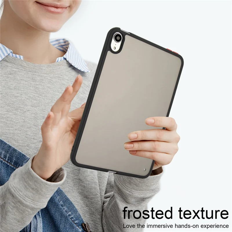 For iPad mini (2024)  /  (2021) Case Skin Touch Matte Acrylic TPU Shockproof Tablet Cover - Black