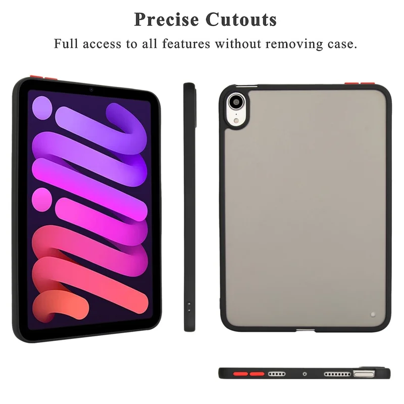 For iPad mini (2024)  /  (2021) Case Skin Touch Matte Acrylic TPU Shockproof Tablet Cover - Black