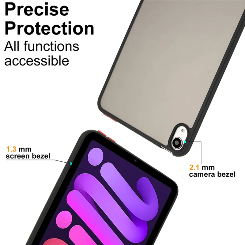 For iPad mini (2024)  /  (2021) Case Skin Touch Matte Acrylic TPU Shockproof Tablet Cover - Black
