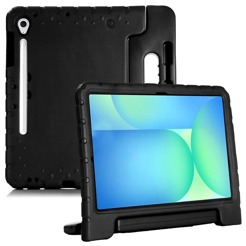 For Samsung Galaxy Tab S10 FE+ EVA Case Kids-Friendly Handle Tablet Cover with Kickstand - Black