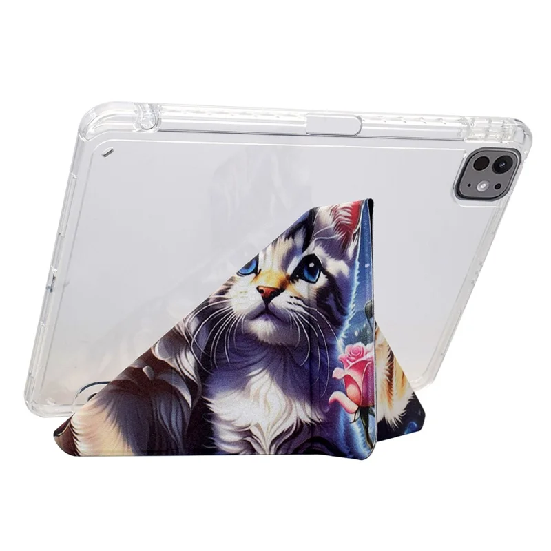 Funda para Tablet iPad Air 11 (2025) / (2024) / Air (2022) / (2022) / Pro 11 (2022) / (2021) / (2020) / (2018), Cuero con Patrón + Cubierta de Acrílico - Gato y Perro