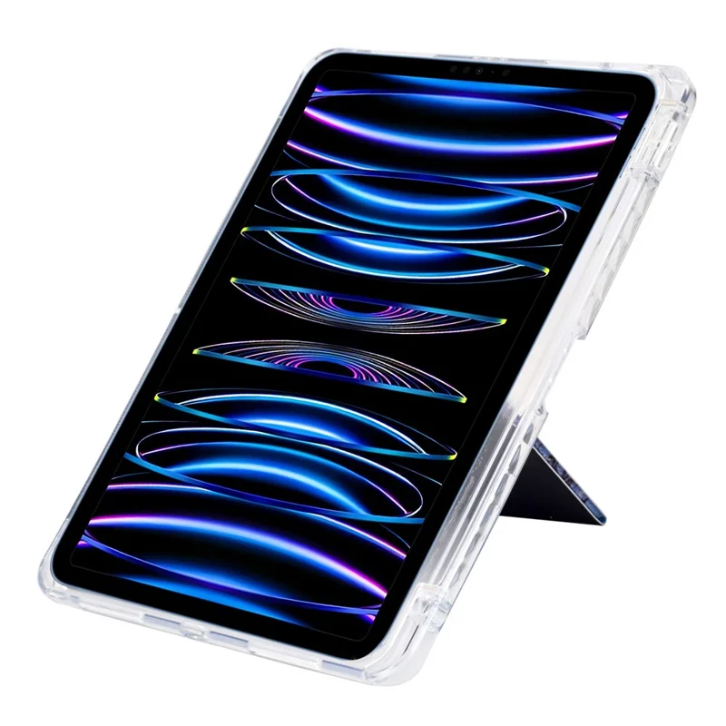 Tablet-Hülle für iPad Pro 12.9 (2022) / (2021) / (2020) / (2018), Ständer mit Muster Leder + Transparente Acryl-Abdeckung mit Stifthalter - Phantom Wolf
