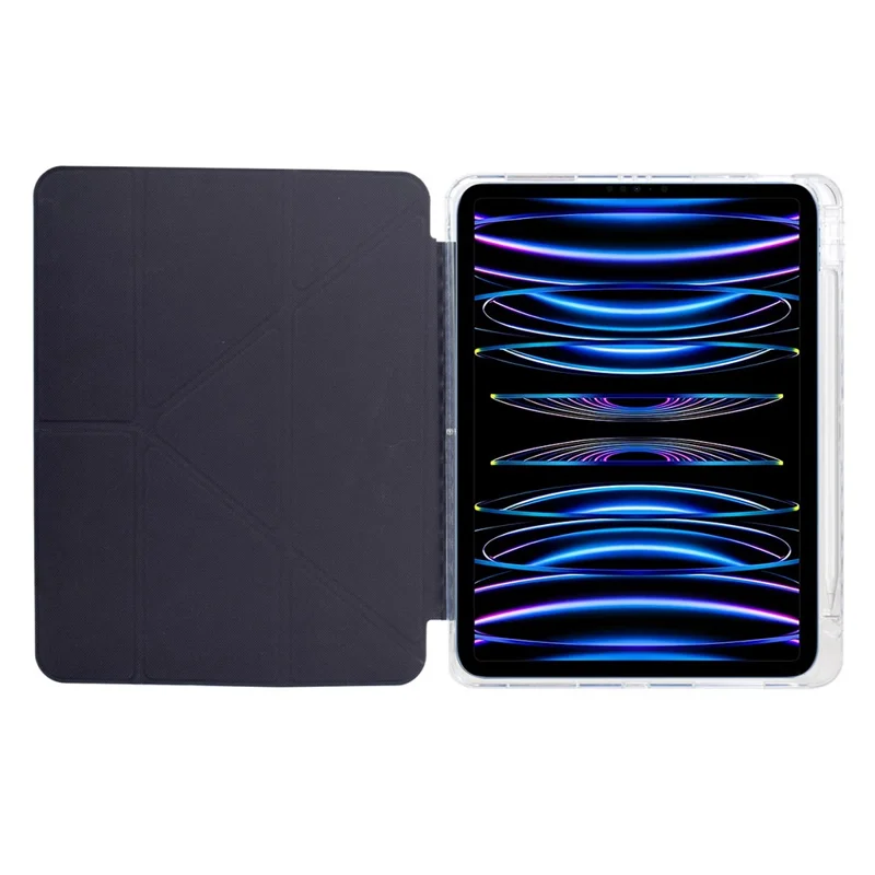 Tablet-Hülle für iPad Pro 12.9 (2022) / (2021) / (2020) / (2018), Ständer mit Muster Leder + Transparente Acryl-Abdeckung mit Stifthalter - Phantom Wolf