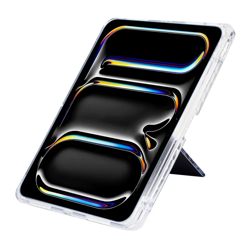 For iPad Pro 13 (2024) Case Y-Fold Stand Pattern Print Leather + Clear Acrylic Tablet Cover with Pencil Holder - Cats