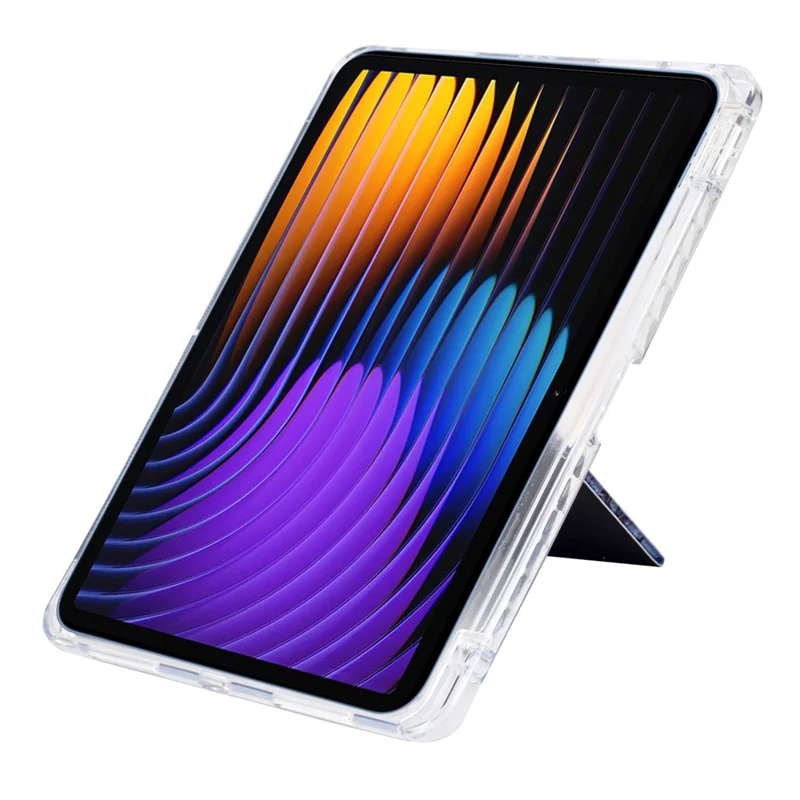 For Xiaomi Pad 7 / Pad 7 Pro Case Y-Fold Stand Pattern Print Leather + Clear Acrylic Tablet Cover with Pencil Holder - Rose Butterfly