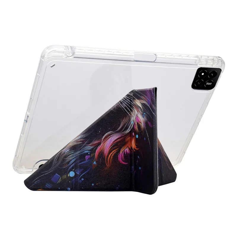 Чехол для Xiaomi Pad 7 / Pad 7 Pro с Y-образной подставкой с рисунком, кожаный + прозрачный акриловый чехол для планшета с держателем для карандаша - Морской кот