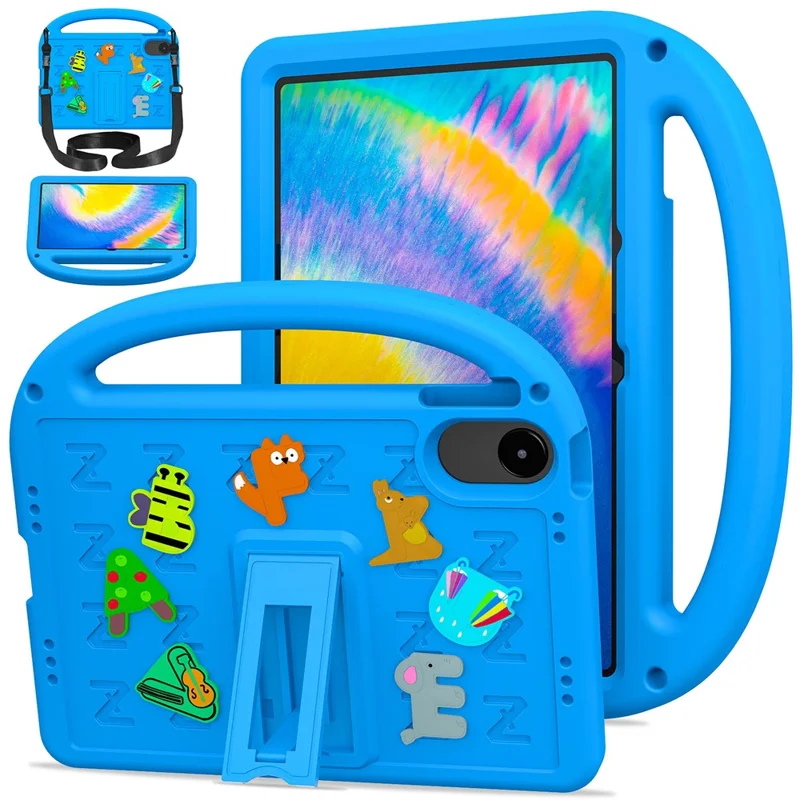 For Xiaomi Redmi Pad 2 Kickstand Case EVA + PC Tablet Protection Cover with Shoulder Strap - Blue