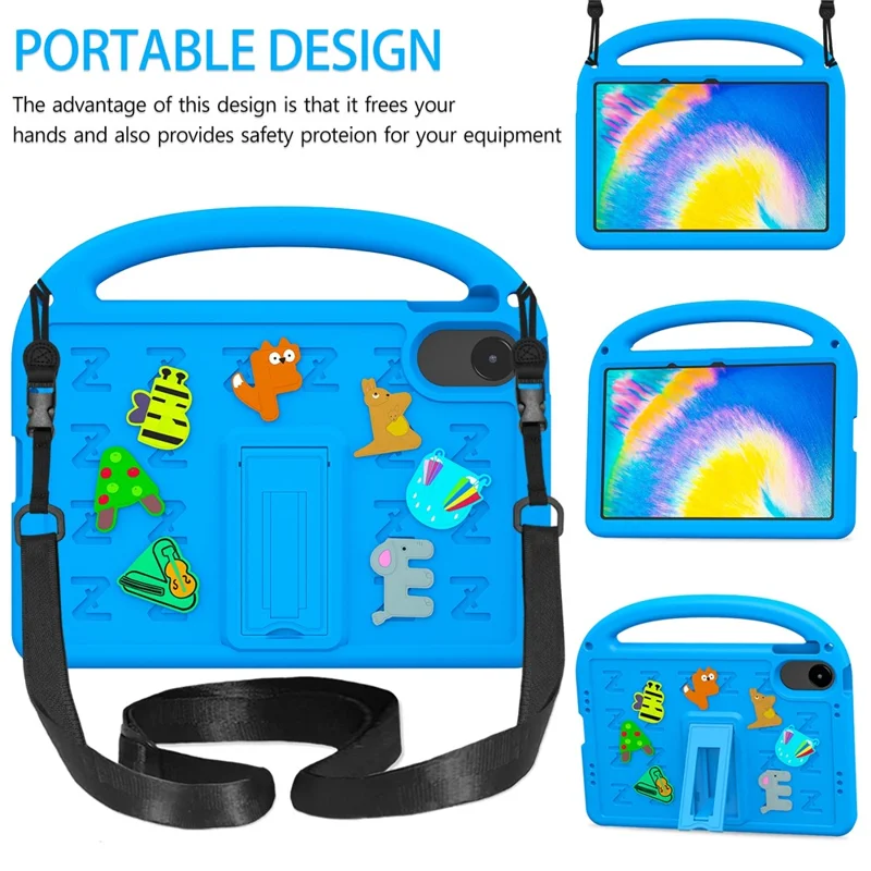 For Xiaomi Redmi Pad 2 Kickstand Case EVA + PC Tablet Protection Cover with Shoulder Strap - Blue