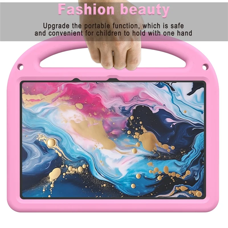 For Xiaomi Redmi Pad 2 11 Kickstand Case Cartoon Design Anti-Drop EVA+PC Tablet Cover with Strap for Kids - Pink