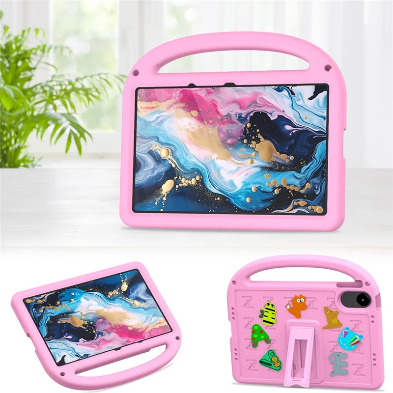 For Xiaomi Redmi Pad 2 11 Kickstand Case Cartoon Design Anti-Drop EVA+PC Tablet Cover with Strap for Kids - Pink