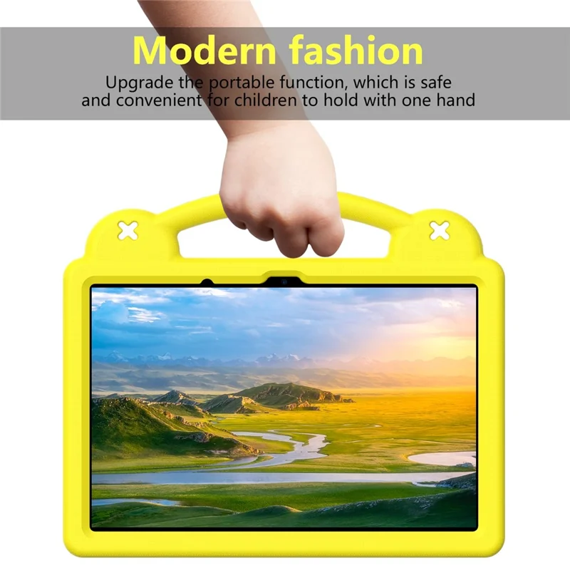 For Xiaomi Redmi Pad 2 Case Kids Cartoon Patterns Hand Grip Kickstand Tablet EVA Cover - Yellow