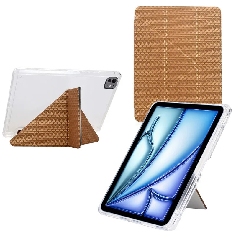 Custodia per Tablet iPad Air 11 (2025) / (2024) / Air (2022) / (2022) / Pro 11 (2022) / (2021) / (2020) / (2018), Copertura in Pelle con Motivo a Piramide + Acrilico - Oro