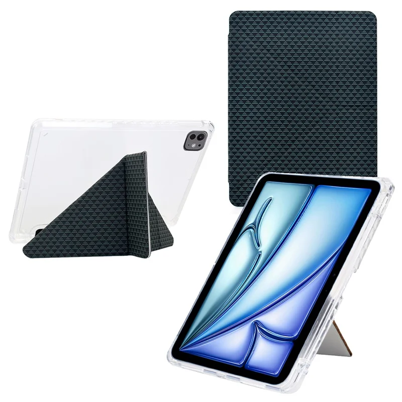 Funda para Tablet iPad Air 11 (2025) / (2024) / Air (2022) / (2022) / Pro 11 (2022) / (2021) / (2020) / (2018), Cubierta de Cuero con Patrón de Pirámide + Acrílico - Verde