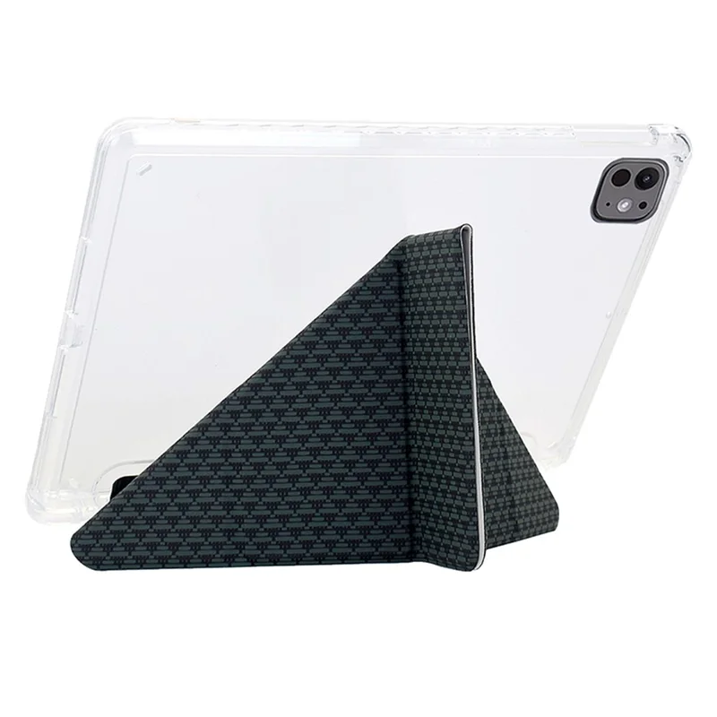 Funda para Tablet iPad Air 11 (2025) / (2024) / Air (2022) / (2022) / Pro 11 (2022) / (2021) / (2020) / (2018), Cubierta de Cuero con Patrón de Pirámide + Acrílico - Verde