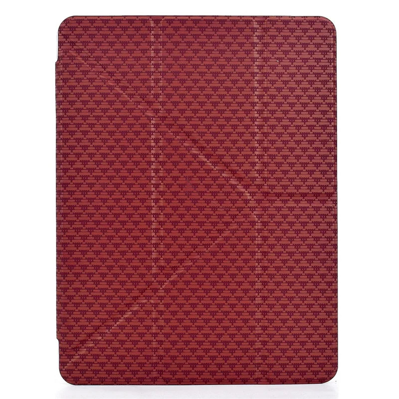 For iPad Pro 11 (2025) / (2024) Case Y-Fold Stand Pyramid-Patterned Leather + Clear Acrylic Tablet Cover with Pencil Holder - Red