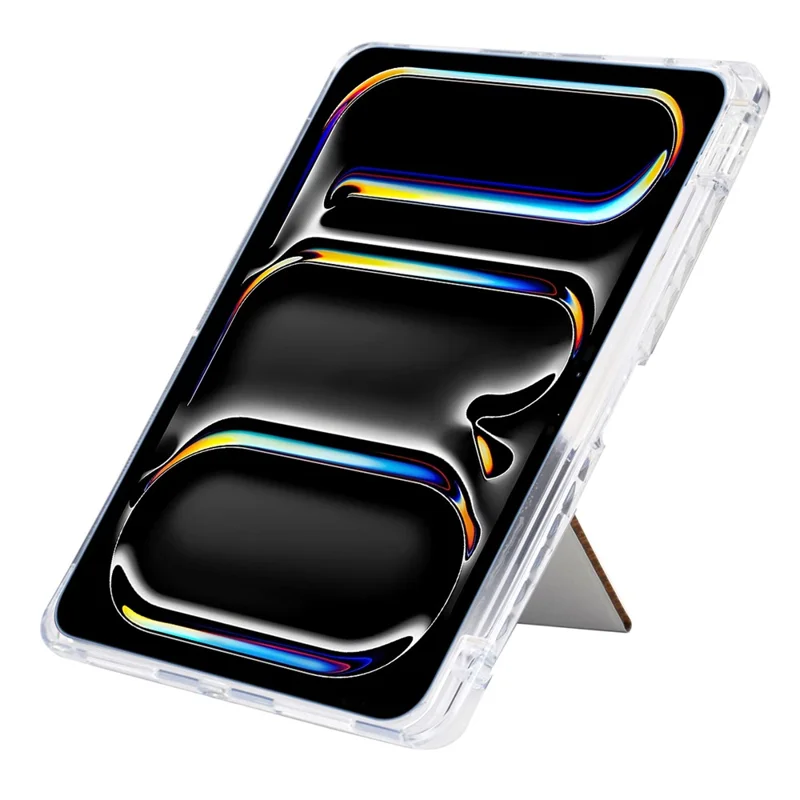 Funda para iPad Pro 13 (2024) con soporte Y-Fold, patrón de pirámide en piel y cubierta de tablet de acrílico transparente con soporte para lápiz - Dorado