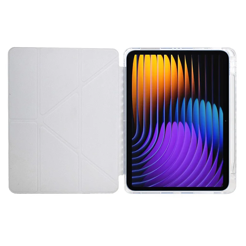 Чехол для Xiaomi Pad 7 / Pad 7 Pro с Y-образной подставкой, пирамидальным узором из кожи + прозрачная акриловая обложка для планшета с держателем для карандаша - Золотой