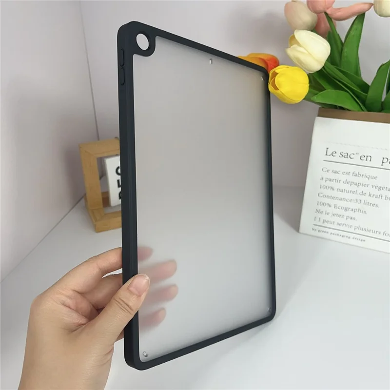 For iPad 10.2 (2021) / (2020) / (2019) Case TPU + Acrylic + PC Matte Shockproof Tablet Cover - Black
