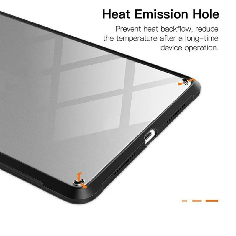 For iPad Air 11 (2026) / (2025) / (2024) / Air (2022) / (2020) Case TPU + Acrylic + PC Matte Shockproof Tablet Cover - Black