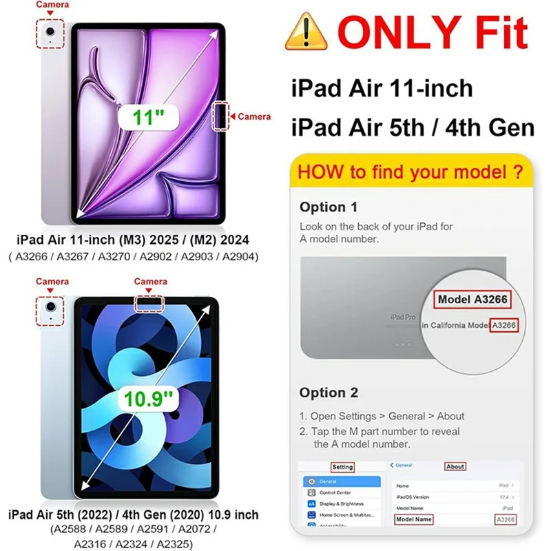 For iPad Air 11 (2026) / (2025) / (2024) / Air (2022) / (2020) Case TPU + Acrylic + PC Matte Shockproof Tablet Cover - Black