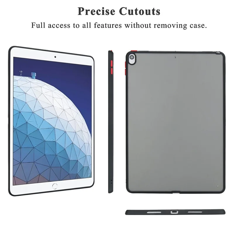 For iPad Air 10.5 inch (2019) Case Skin Touch Matte Acrylic TPU Shockproof Tablet Cover - Black