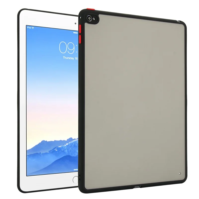 For iPad Air 2 Case Skin Touch Matte Acrylic TPU Shockproof Tablet Cover - Black