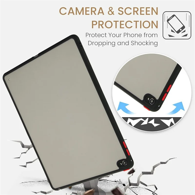 For iPad Air 2 Case Skin Touch Matte Acrylic TPU Shockproof Tablet Cover - Black