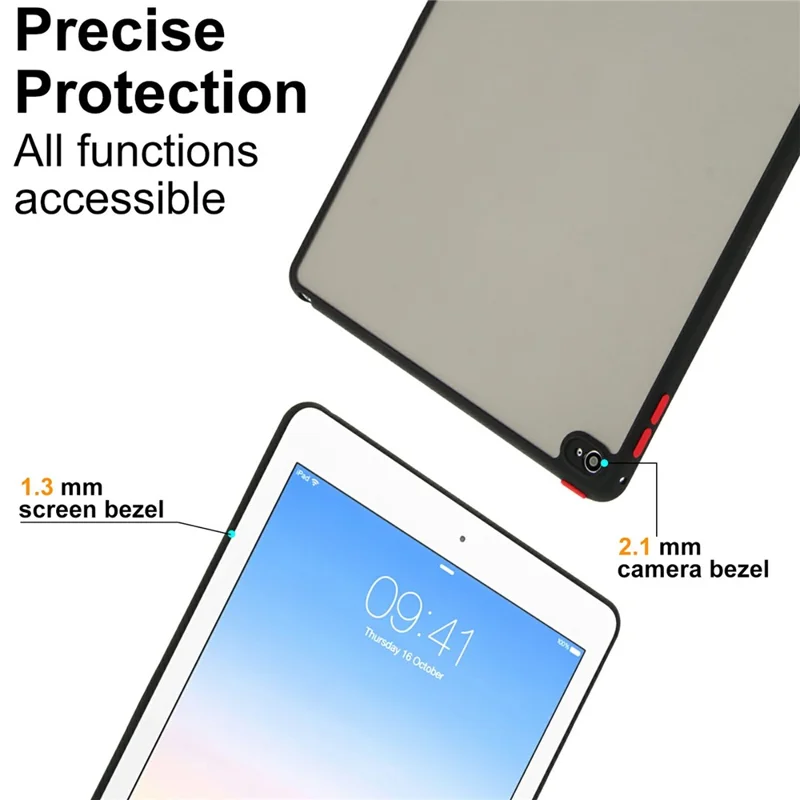 For iPad Air 2 Case Skin Touch Matte Acrylic TPU Shockproof Tablet Cover - Black