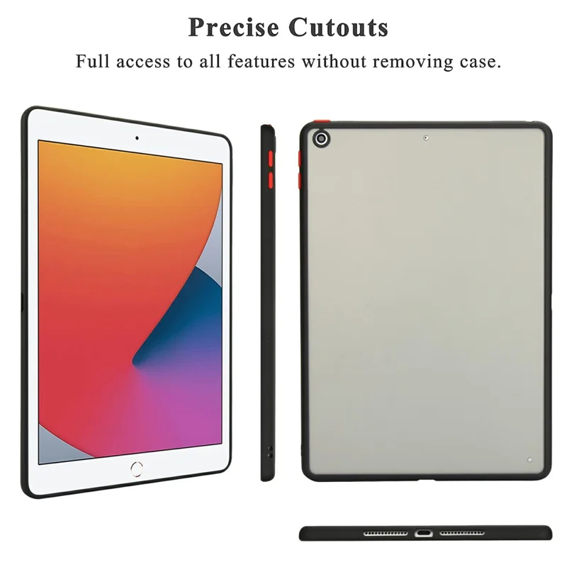 For iPad 9.7-inch (2018)  /  (2017) Case Skin Touch Matte Acrylic TPU Shockproof Tablet Cover - Black
