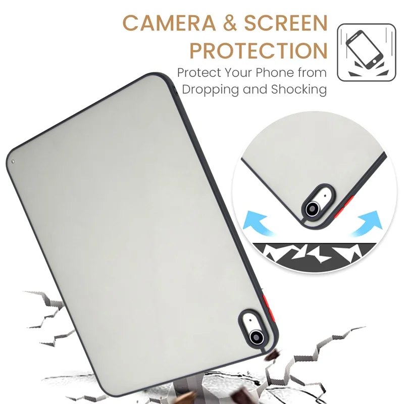For iPad (2025)  /  10.9 (2022) Case Skin Touch Matte Acrylic TPU Shockproof Tablet Cover - Black